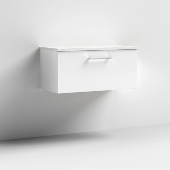 Nuie Arno Wall Hung 1-Drawer Vanity Unit with Sparkling White Worktop 800mm Wide - Gloss White