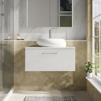 Arno 800mm 1-Drawer Wall Hung Vanity Unit with Countertop | Product Image