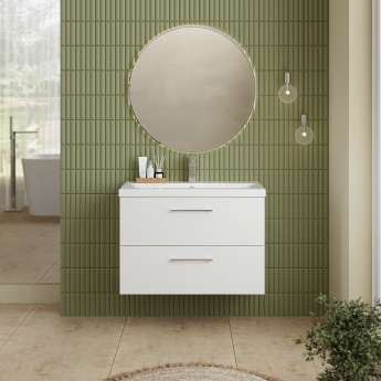 Nuie Arno Wall Hung 2-Drawer Vanity Unit with Basin-1 800mm Wide - Gloss White