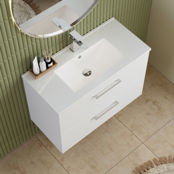 Nuie Arno Wall Hung 2-Drawer Vanity Unit with Basin-2 800mm Wide - Gloss White