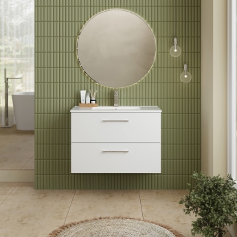 Nuie Arno Wall Hung 2-Drawer Vanity Unit with Basin-2 800mm Wide - Gloss White