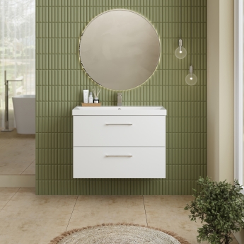 Nuie Arno Wall Hung 2-Drawer Vanity Unit with Basin-3 800mm Wide - Gloss White