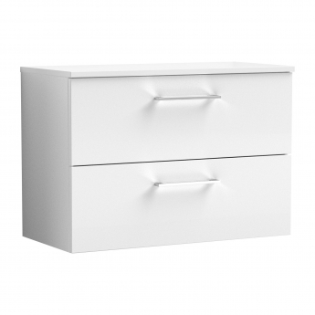 Nuie Arno Wall Hung 2-Drawer Vanity Unit with Worktop 800mm Wide - Gloss White