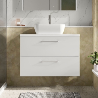 Arno 800mm 2-Drawer Wall Hung Vanity Unit with Countertop | Product Image