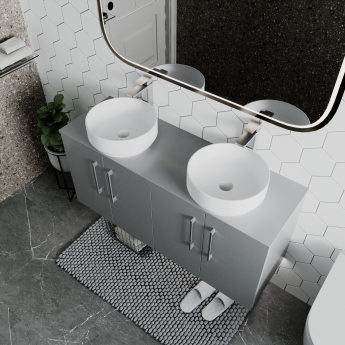 Nuie Arno Wall Hung 4-Door Vanity Unit with Worktop 1200mm Wide - Gloss White