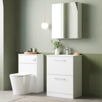 Nuie Arno Floor Standing 2-Drawer Vanity Unit with Basin-2 600mm Wide - Gloss White