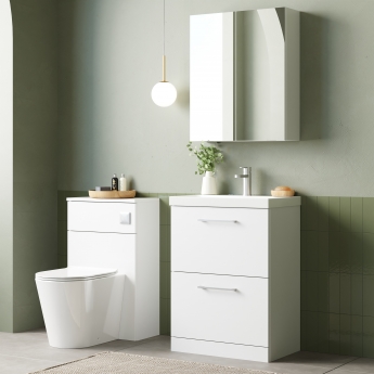 Nuie Arno Floor Standing 2-Drawer Vanity Unit with Basin-3 600mm Wide - Gloss White