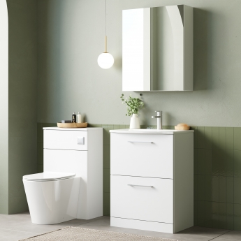 Nuie Arno Floor Standing 2-Drawer Vanity Unit with Basin-4 600mm Wide - Gloss White
