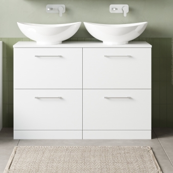 Arno Twin 1200mm 4-Drawer Floor Standing Vanity Unit with Countertop