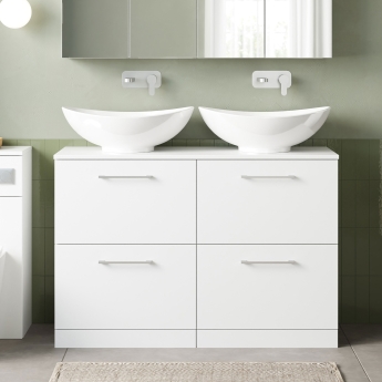 Arno Twin 1200mm 4-Drawer Floor Standing Vanity Unit with Countertop | Product Image