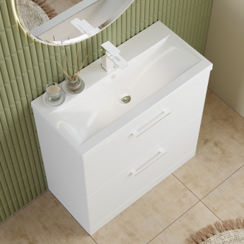 Nuie Arno Floor Standing 2-Drawer Vanity Unit with Basin-1 800mm Wide - Gloss White