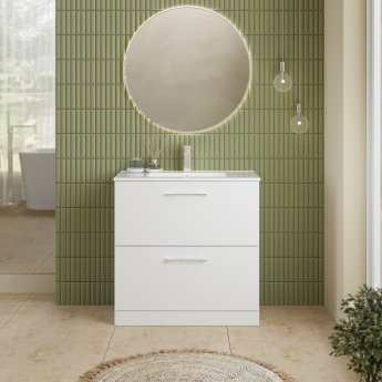 Nuie Arno Floor Standing 2-Drawer Vanity Unit with Basin-2 800mm Wide - Gloss White