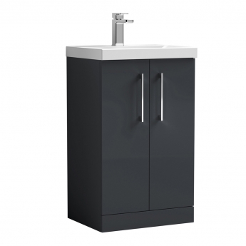 Nuie Arno Floor Standing 2-Door Vanity Unit with Basin-1 500mm Wide - Satin Anthracite