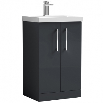 Nuie Arno Floor Standing 2-Door Vanity Unit with Basin-3 500mm Wide - Satin Anthracite