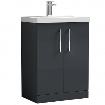 Nuie Arno Floor Standing 2-Door Vanity Unit with Basin-1 600mm Wide - Satin Anthracite