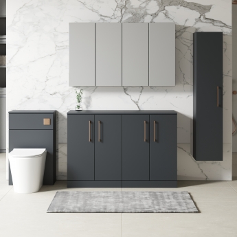 Nuie Arno Floor Standing 4-Door Vanity Unit with Worktop 1200mm Wide - Satin Anthracite