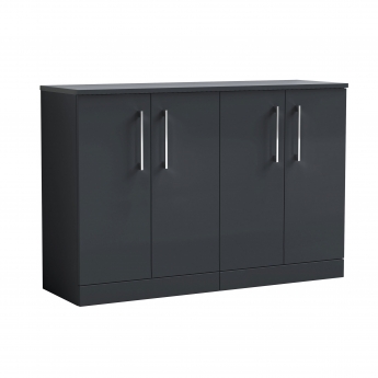 Nuie Arno Floor Standing 4-Door Vanity Unit with Worktop 1200mm Wide - Satin Anthracite
