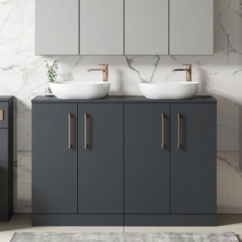 Arno Twin 1200mm 4-Door Floor Standing Vanity Unit with Countertop | Product Image