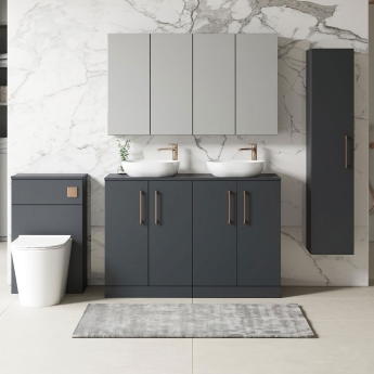 Nuie Arno Floor Standing 4-Door Vanity Unit with Worktop 1200mm Wide - Satin Anthracite | Product Image
