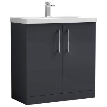 Nuie Arno Floor Standing 2-Door Vanity Unit with Basin-1 800mm Wide - Satin Anthracite