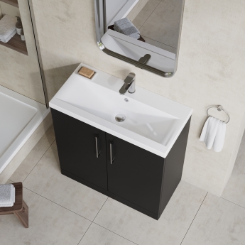 Nuie Arno Floor Standing 2-Door Vanity Unit with Basin-1 800mm Wide - Satin Anthracite