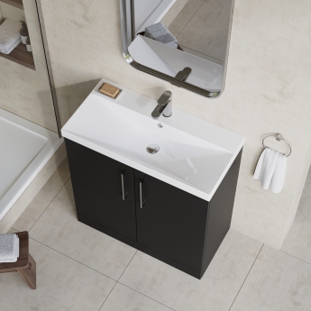 Nuie Arno Floor Standing 2-Door Vanity Unit with Basin-3 800mm Wide - Satin Anthracite