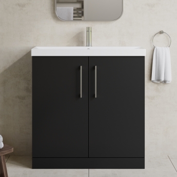 Nuie Arno Floor Standing 2-Door Vanity Unit with Basin-3 800mm Wide - Satin Anthracite