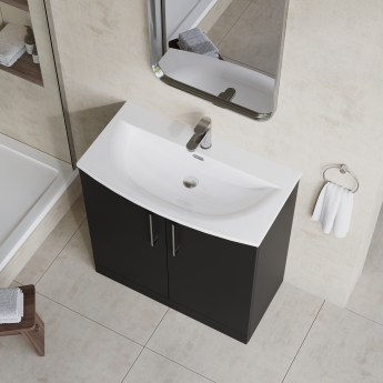 Nuie Arno Floor Standing 2-Door Vanity Unit with Basin-4 800mm Wide - Satin Anthracite
