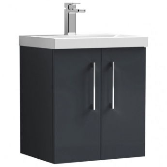 Nuie Arno Wall Hung 2-Door Vanity Unit with Basin-3 500mm Wide - Satin Anthracite