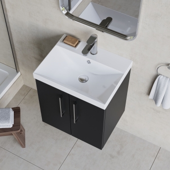 Nuie Arno Wall Hung 2-Door Vanity Unit with Basin-3 500mm Wide - Satin Anthracite | Product Image