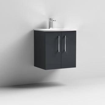 Nuie Arno Wall Hung 2-Door Vanity Unit with Basin-4 500mm Wide - Satin Anthracite
