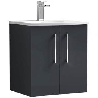 Nuie Arno Wall Hung 2-Door Vanity Unit with Basin-4 500mm Wide - Satin Anthracite