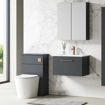 Nuie Arno Wall Hung 1-Drawer Vanity Unit with Basin-2 600mm Wide - Satin Anthracite