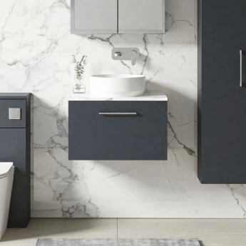 Arno 600mm 1-Drawer Wall Hung Vanity Unit with Countertop | Product Image