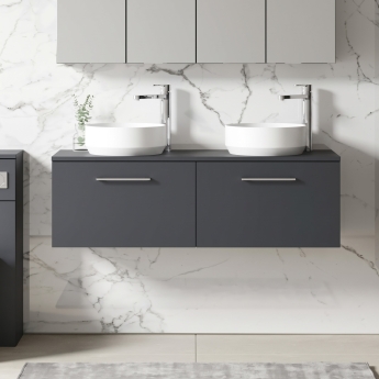 Arno Twin 1200mm 2-Drawer Wall Hung Vanity Unit with Countertop | Product Image