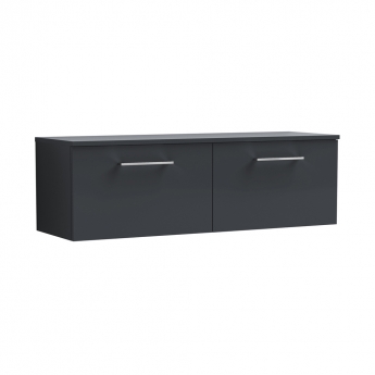 Nuie Arno Wall Hung 2-Drawer Vanity Unit with Worktop 1200mm Wide - Satin Anthracite