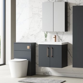 Nuie Arno Wall Hung 2-Door Vanity Unit with Basin-3 600mm Wide - Satin Anthracite