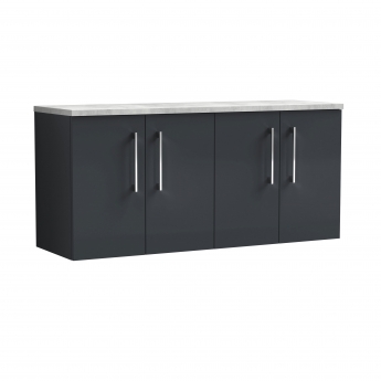 Nuie Arno Wall Hung 4-Door Vanity Unit with Bellato Grey Worktop 1200mm Wide - Satin Anthracite | Product Image