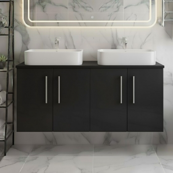Arno Twin 1200mm 4-Door Wall Hung Vanity Unit with Countertop