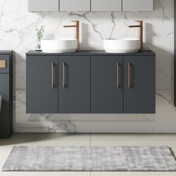 Arno Twin 1200mm 4-Door Wall Hung Vanity Unit with Countertop | Product Image