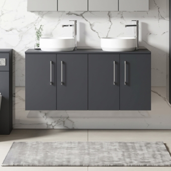 Arno Twin 1200mm 4-Door Wall Hung Vanity Unit with Countertop | Product Image