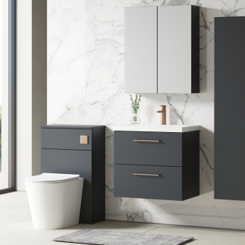 Nuie Arno Wall Hung 2-Drawer Vanity Unit with Basin-1 600mm Wide - Satin Anthracite