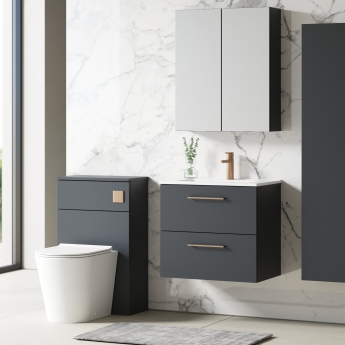 Nuie Arno Wall Hung 2-Drawer Vanity Unit with Basin-2 600mm Wide - Satin Anthracite