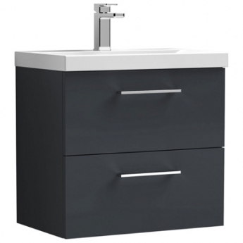Nuie Arno Wall Hung 2-Drawer Vanity Unit with Basin-3 600mm Wide - Satin Anthracite
