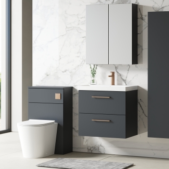 Nuie Arno Wall Hung 2-Drawer Vanity Unit with Basin-3 600mm Wide - Satin Anthracite