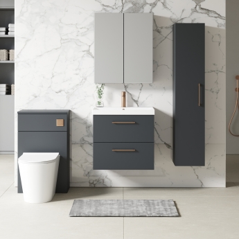 Nuie Arno Wall Hung 2-Drawer Vanity Unit with Basin-3 600mm Wide - Satin Anthracite