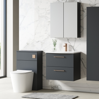 Nuie Arno Wall Hung 2-Drawer Vanity Unit with Basin-4 600mm Wide - Satin Anthracite