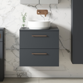 Arno 600mm 2-Drawer Wall Hung Vanity Unit with Countertop