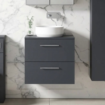 Arno 600mm 2-Drawer Wall Hung Vanity Unit with Countertop | Product Image