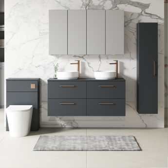 Nuie Arno Wall Hung 4-Drawer Vanity Unit with Worktop 1200mm Wide - Satin Anthracite | Product Image